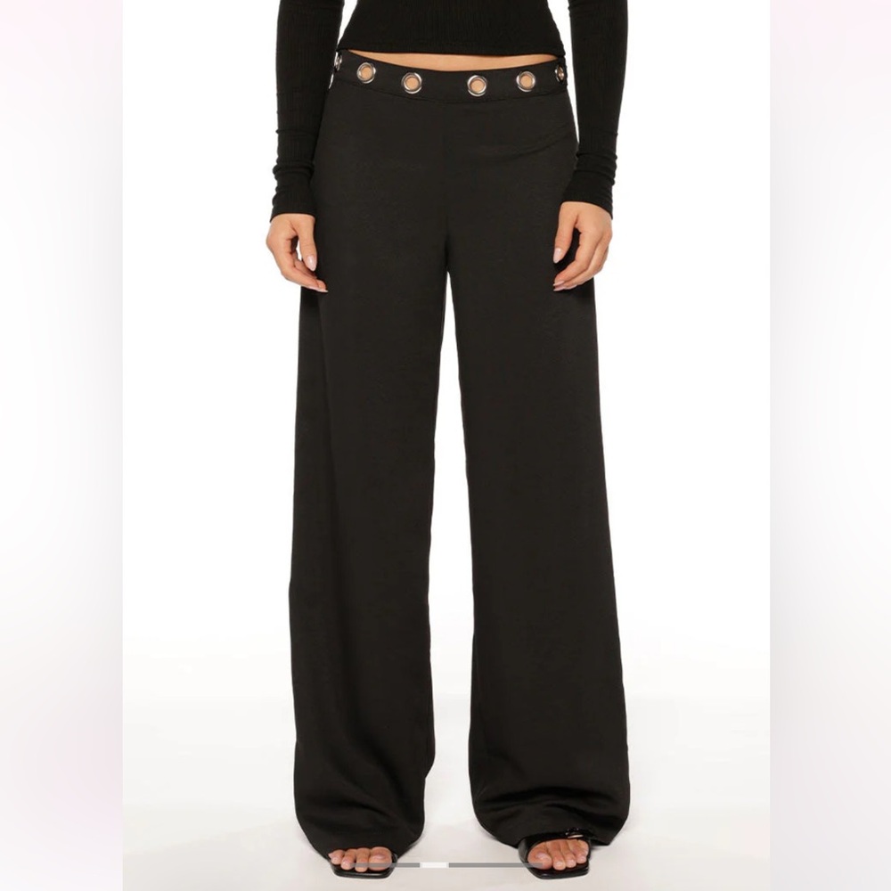 beginning boutique black eyelet trousers